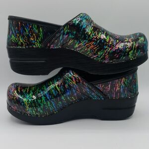 Dansko Women's 36 Neon Rainbow & Black Professional Clog